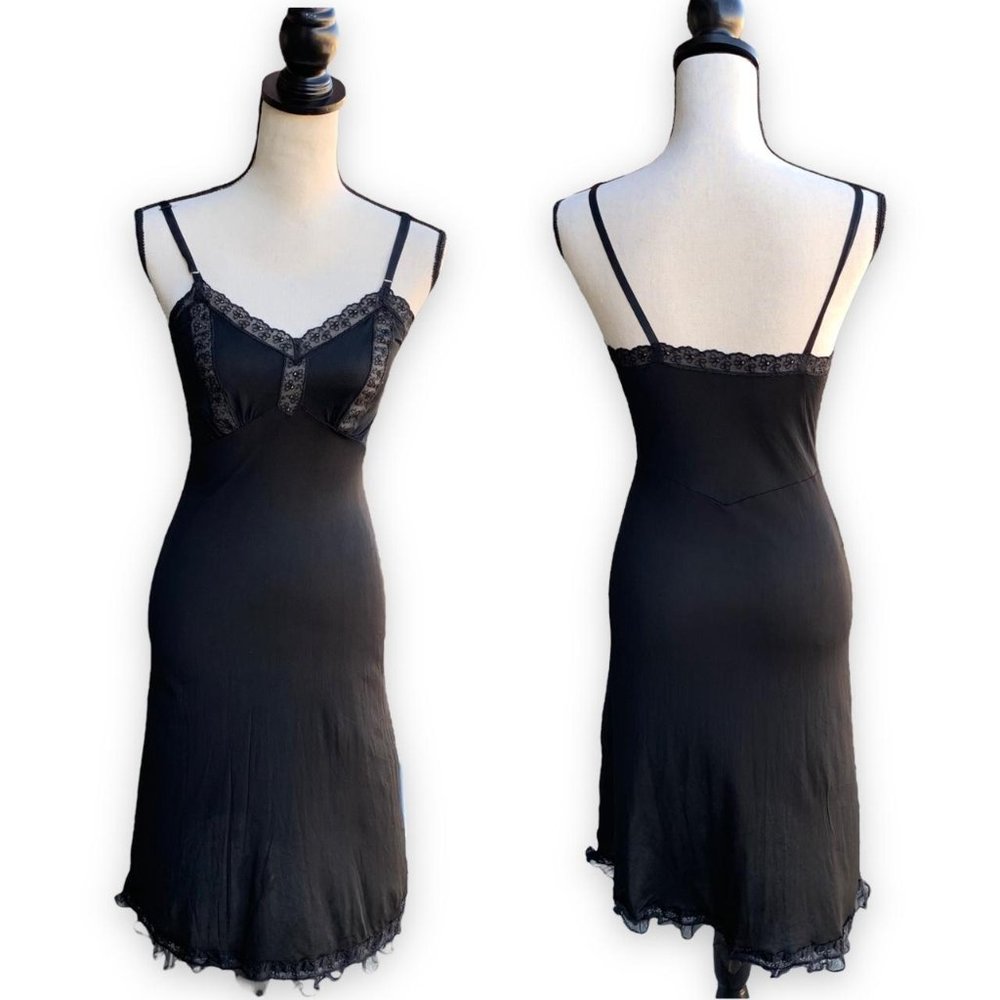 black slip dress